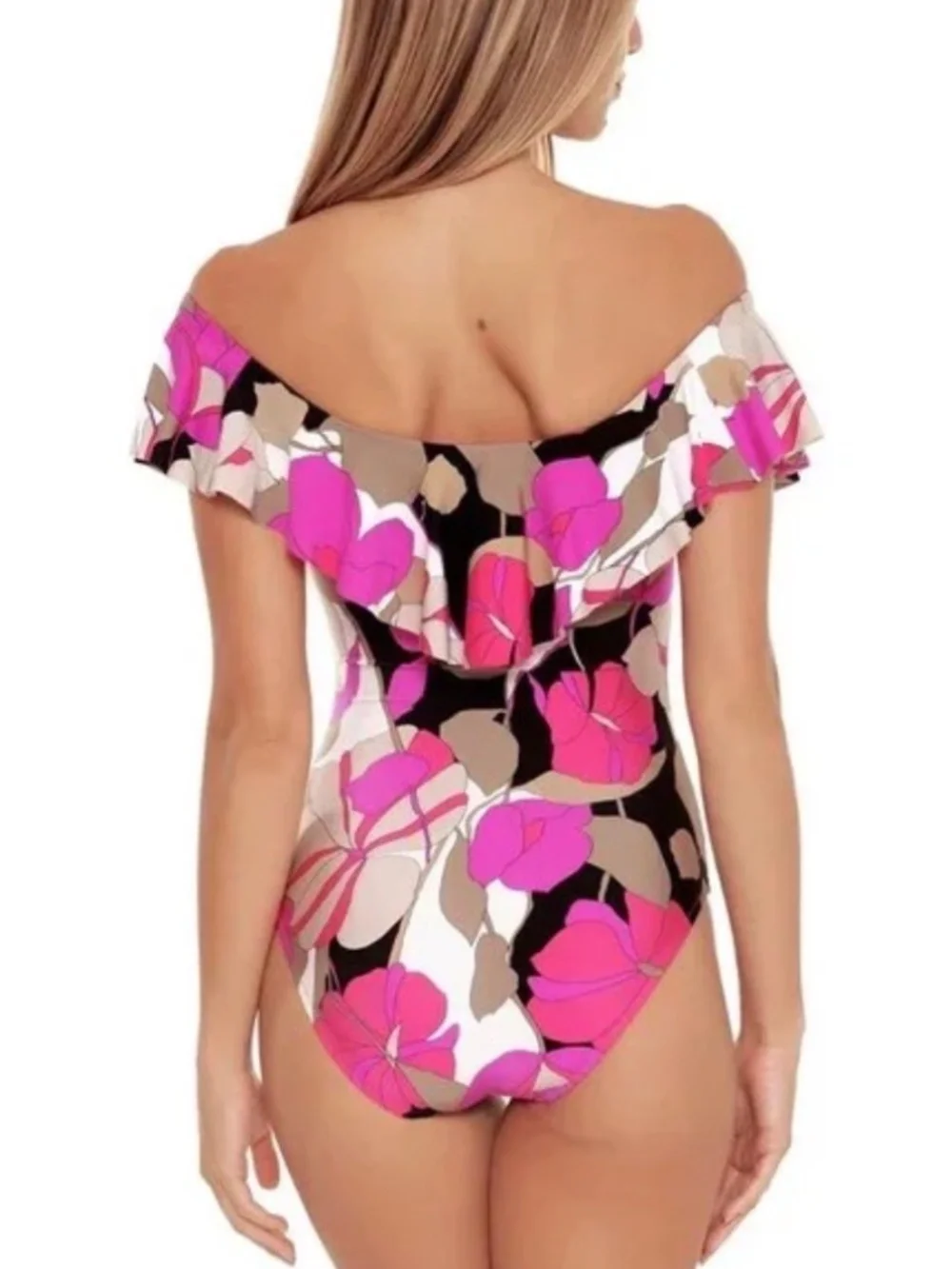 NWT Trina Turk Lynx Gemini Off Shoulder‎ One Piece Swimsuit Size 10 7
